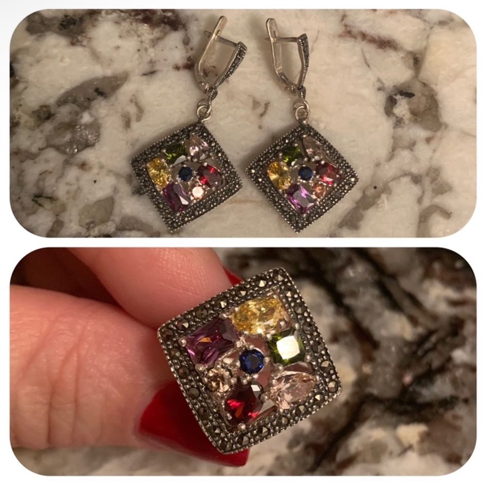 Judith Jack Rare Vintage Sterling Silver Earrings & Ring Set